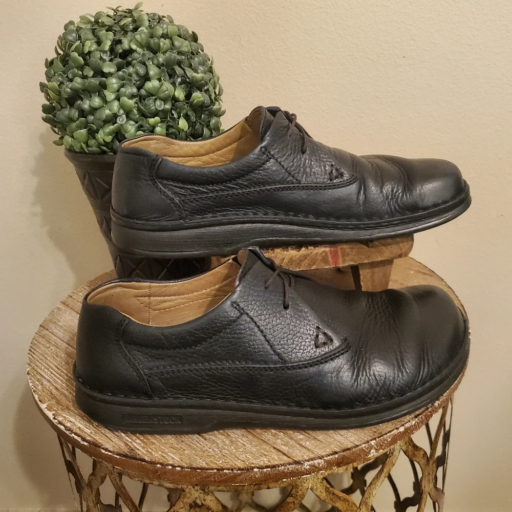 BIRKENSTOCK Vintage Footprint Memphis Black Leather Oxford‎ Derby Shoes Men's 10